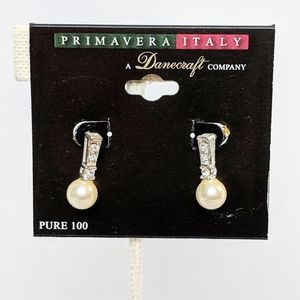 Primavera Italy Pure 100 Pearl Drop Earrings